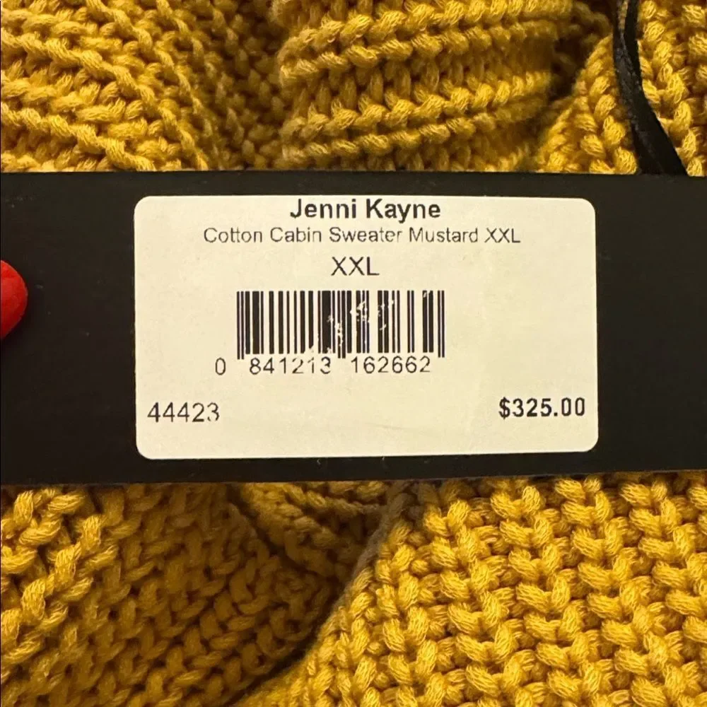 NWT JENNI KAYNE Cotton Cabin Sweater Mustard Yellow Women's Size XXL